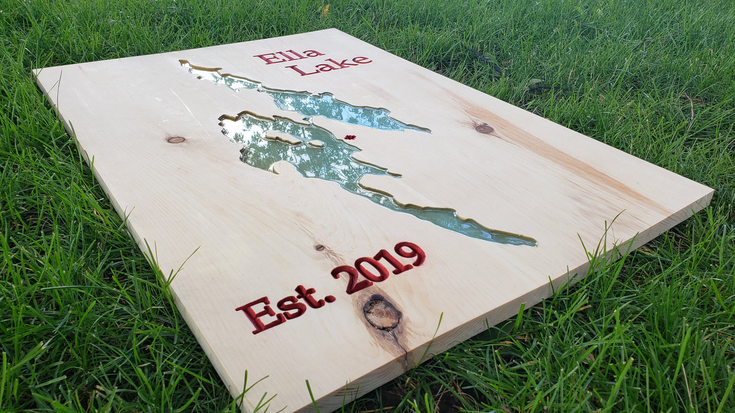 Lake Epoxy Wooden Sign
