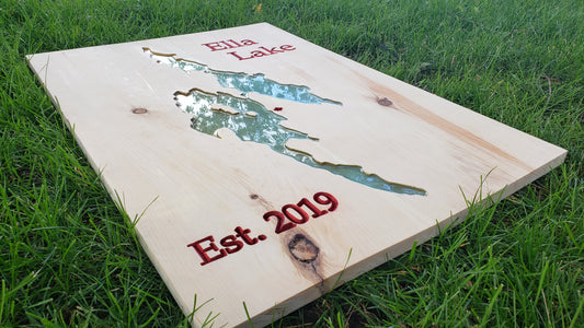 Lake Epoxy Wooden Sign